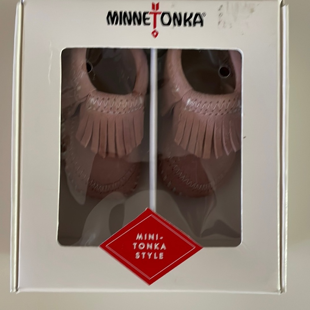 Minnetonka light pink baby moccasins